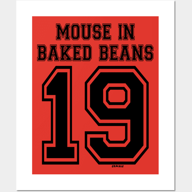 Mouse In Baked Beans Jersey (Black Version) Wall Art by Jan Grackle